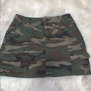 Camo denim skirt